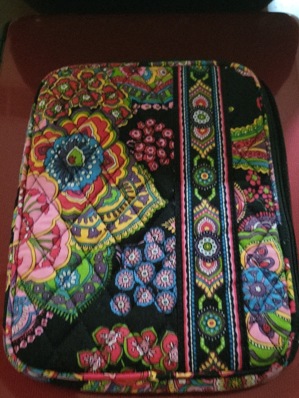 Floral Quilted Tablet Sleeve Or E-Reader in Black and Multicolor